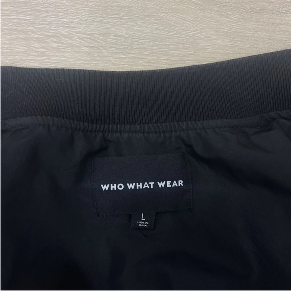 Who What Wear Bomber Jacket Black & White Polka Dot Full-Zip Pockets Size Large - Picture 3 of 8
